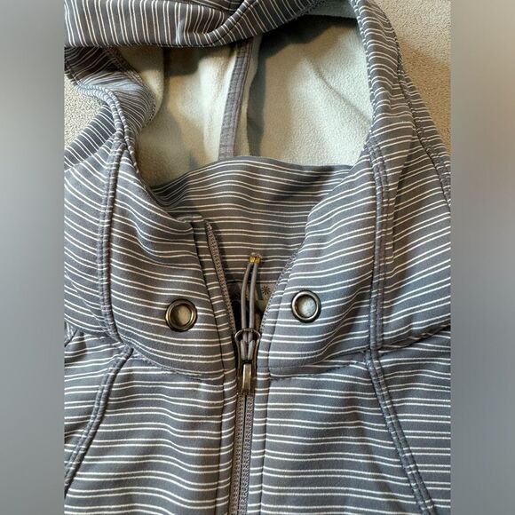 Athleta Hoodie Full Zip Jacket Size Medium Gray White Striped Size L Women’s - Picture 10 of 16